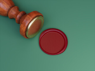 Blank Template Signature Royal Approved Official Wax Seal 3D Illustration 