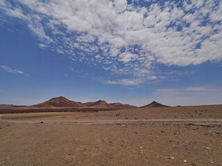 Fototapeta na wymiar open plain in the desolate and arid area of the Kaokoland