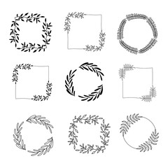 Vector set of linear borders, wreaths and frames.