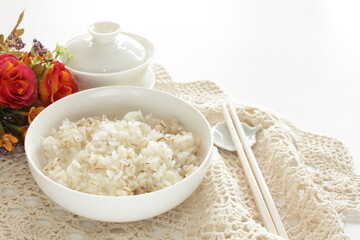 Rolled oats and rice for healthy grain food image
