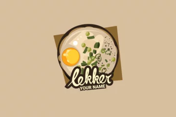 Deurstickers Kue Lekker or, this is traditional thin crispy crepes from popular Indonesian street food. vector logo for lekker vendor, food stall, and food stand. © Yuniar20