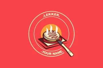 Tuinposter Kue Lekker or, this is traditional thin crispy crepes from popular Indonesian street food. vector logo for lekker vendor, food stall, and food stand. © Yuniar20