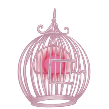 cage with light bird