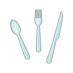 Set of plastic tableware, vector illustration