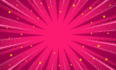 Comic pink burst background with star