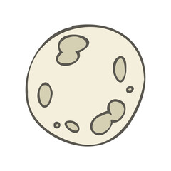 Halloween 2022 - October 31. A traditional holiday, the eve of All Saints Day, All Hallows Eve. Trick or treat. Vector illustration in hand-drawn doodle style. The moon with craters.