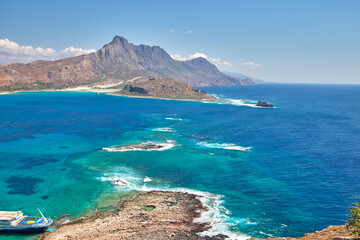 Amazing scenery of Greek islands - Balos bay with finest beaches and turquoise sea