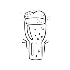 Oktoberfest 2022 - Beer Festival. Hand-drawn Doodle Elements. German Traditional holiday. Black outline on a white background. Glass mug of beer.