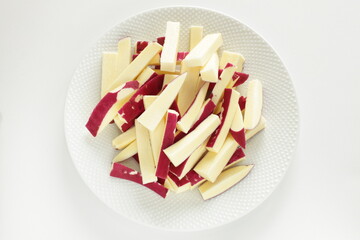 Chopped sweet potato in bowl for prepared cooking ingredient