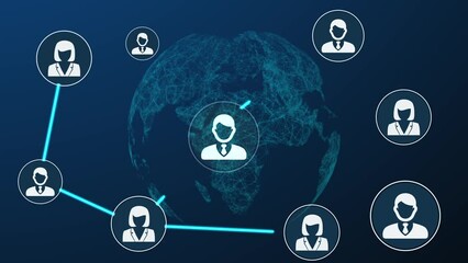 Global Network Connected animation big Global Business Network rotating huge Space Scientific Concept Digital World generated earth conveying digital age global connectivity giant computer Networks hd