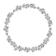 Vintage floral wreath frame illustration