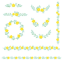 Fototapeta na wymiar Yellow flower design elements illustration set