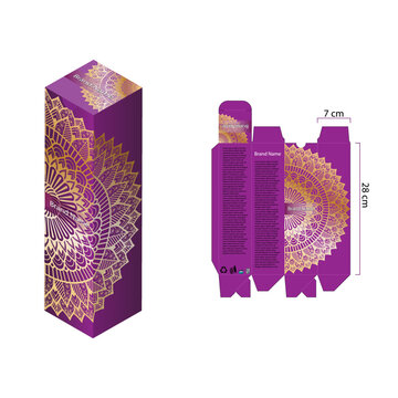 Cosmetic container with luxury box template and mockup. Box packaging and mockup die cut template. Illustration vector.