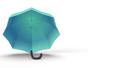 Vector 3d Realistic Render of Blue Umbrella Close-up Isolated on White Background.