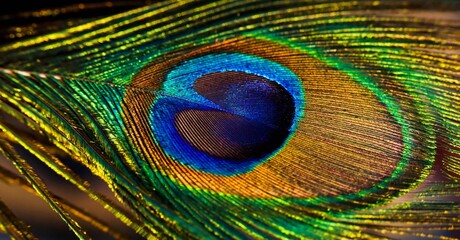 Fototapeta premium Feather. Peafowl feather. Peacock feather. Mor pankh. Abstract background. Natural background. Colorful feather. 