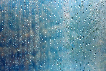 autumn view window raindrops on glass, abstract sad landscape wallpaper