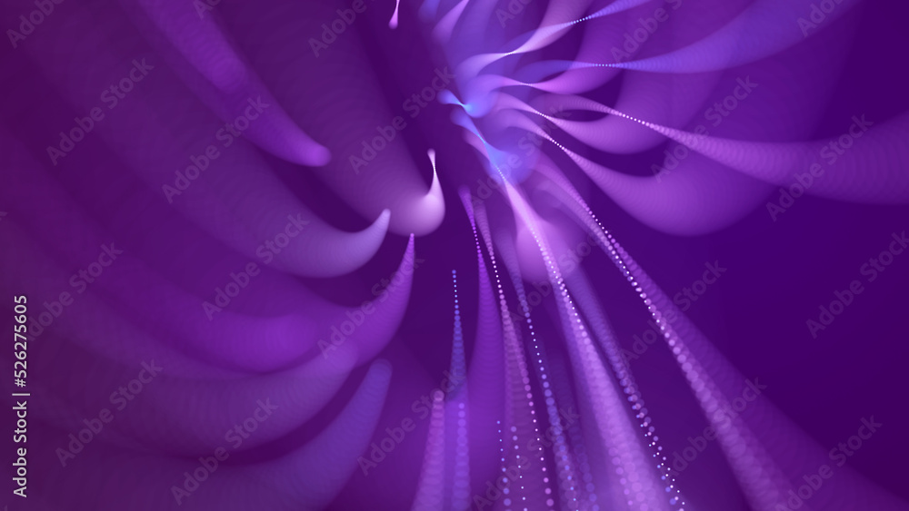 Poster digital background with movement of glowing particles. complex technologies of big data. 3d renderin
