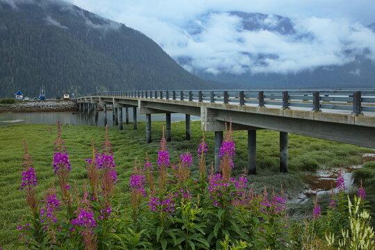 Road bridge in Hyder in Alaska,USA,North America
