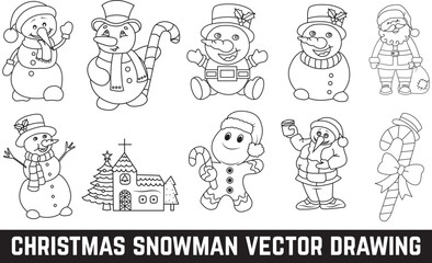 Christmas snowman eps file vector drawing on white background