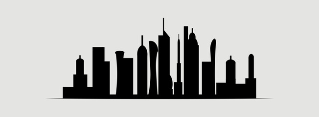 Qatar City Doha, skyline buildings silhouette, vector illustration.