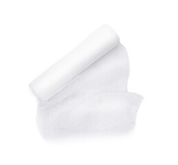 Medical bandage isolated on white, top view