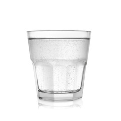 Glass of soda water isolated on white