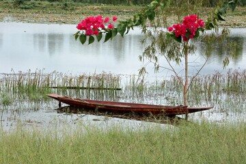 Thai fisherman's boat on the lake
