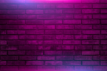 Brick walls blue and red neon background. Grunge Concrete Brick, Modern futuristic lighting effect - obrazy, fototapety, plakaty