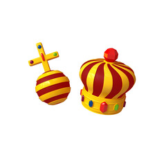 Golden King Crown icon Isolated 3d render Illustration