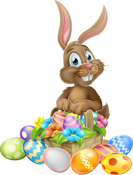 Easter Bunny With Basket of Eggs