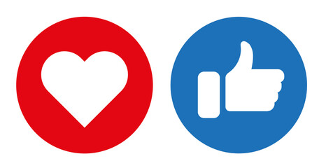 Vector icon set, thumb up and heart icon.