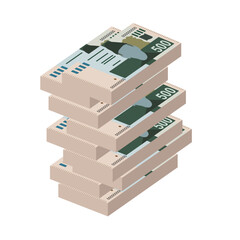 Pakistan Rupee Vector Illustration. Pakistani money set bundle banknotes. Paper money 500 PKR. Flat style. Isolated on white background. Simple minimal design.
