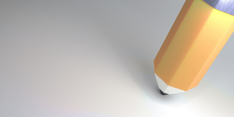 Cartoon pencil. Big pencil for school. 3d render