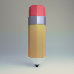 Cartoon pencil. Big pencil for school. 3d render