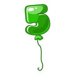 Cartoon balloon number 5 font kids numbers. Figure Five