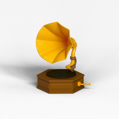 Retro Vinyl Disk Gramophone icon isolated 3d render illustration