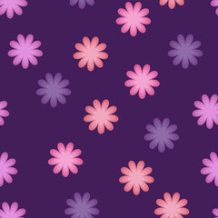 simple vector illustration abstract flowers pattern