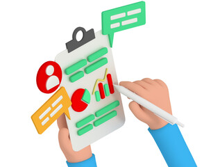 3d illustration of business plan on paper