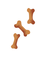 Snack for cat in bone form. Vector dry food. Pet shop cat product. Flat cartoon icon isolated on white