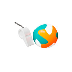 Football and whistle icon Isolated 3d render Illustration