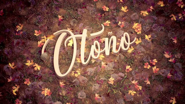 Concepto de dise&ntilde;o oto&ntilde;al con hojas cayendo para web y medios - Animaci&oacute;n 3D - Render Fotorealista - Alta calidad 4k