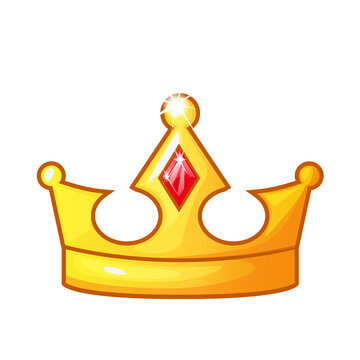 golden crown, isolated cartoon object.