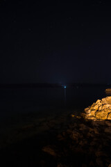 Amazing night sky full of stars and galaxies above Brac island, Croatia, photographed from the...
