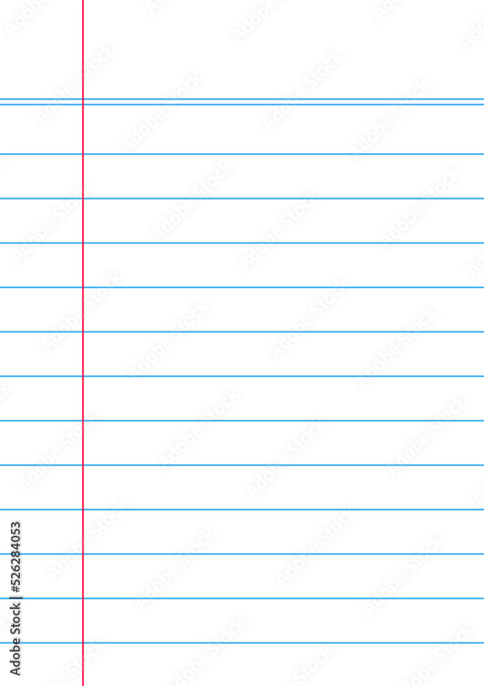 Aufkleber blank loose leaf notebook paper background. realistic line paper note. lined vector horizontal illus