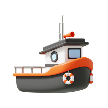 3d rendering of yachting boat travel icon isomatic