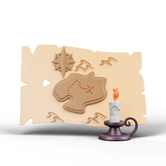 Treasure navigation map icon Isolated 3d render Illustration