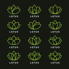 green lotus flower set for beauty and spa logo inspiration