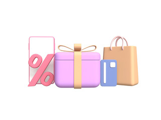 Smartphone with discount promotion online shopping concept icon