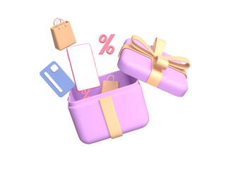 Smartphone with discount promotion online shopping concept icon
