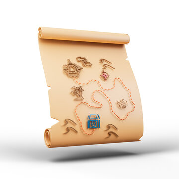 Treasure navigation map icon Isolated 3d render Illustration